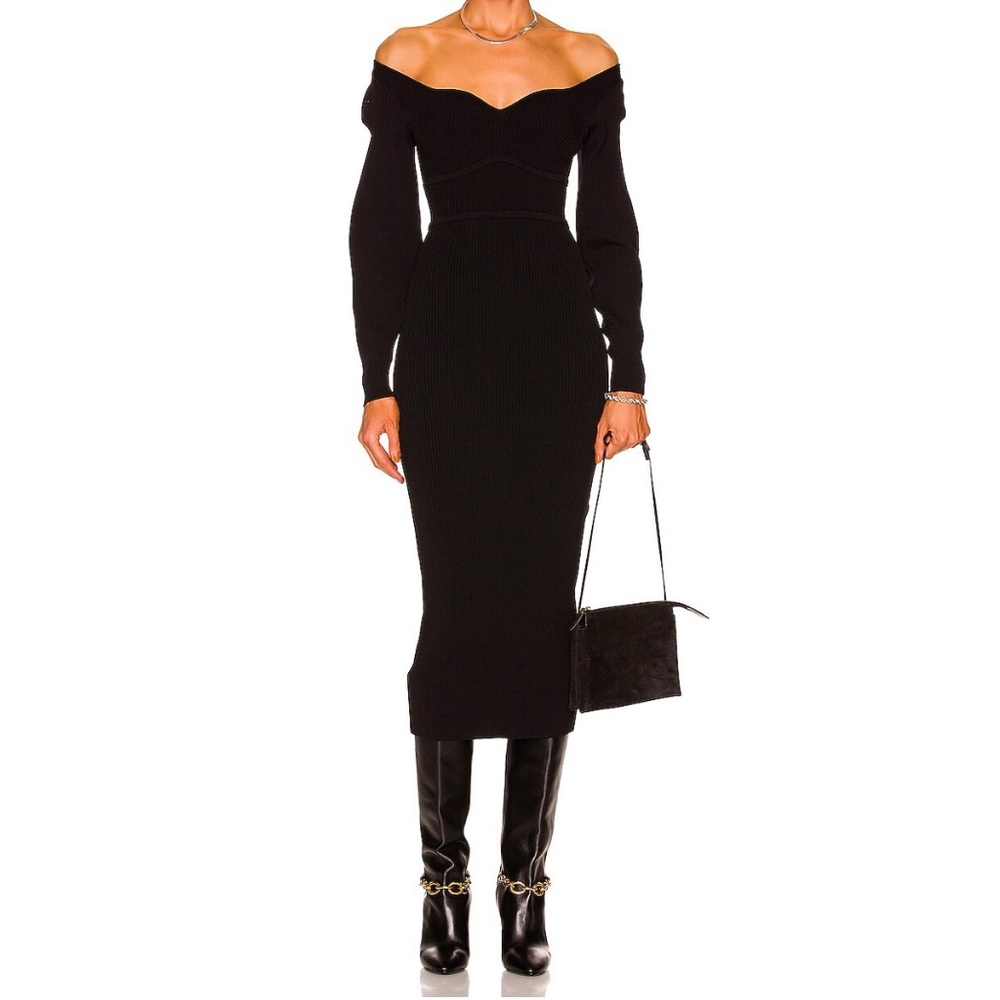 Self portrait Black Ribbed Knit Dress new with tags